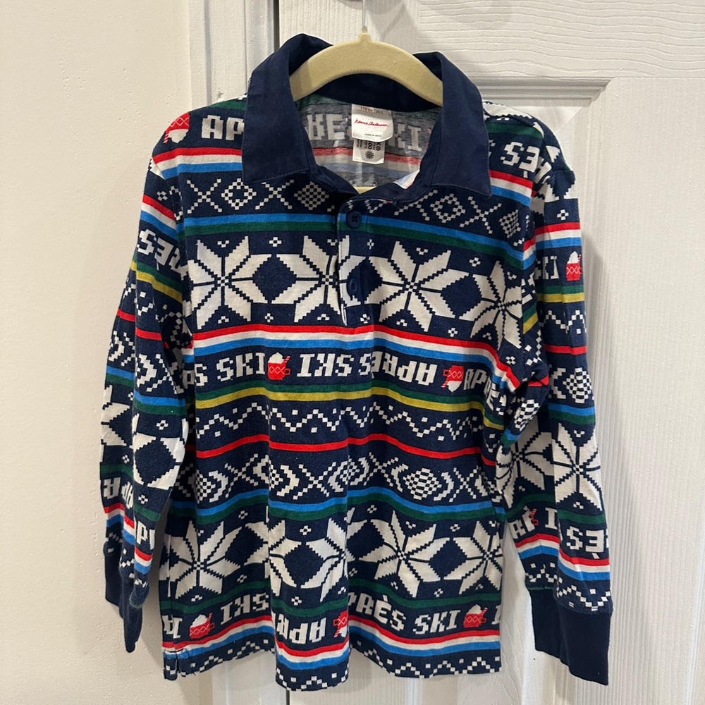 Hanna Andersson Kids Long Sleeve Après Ski Shirt - Navy, Red, Green